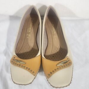 Reindeer Signature Canvas Logo Print Balleina Flats  Size 6.5 Brown And Tan